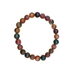 Artisan Unakite Gemstone Bracelet 8mm Beaded Stretch Earthy Colors Unisex NEW